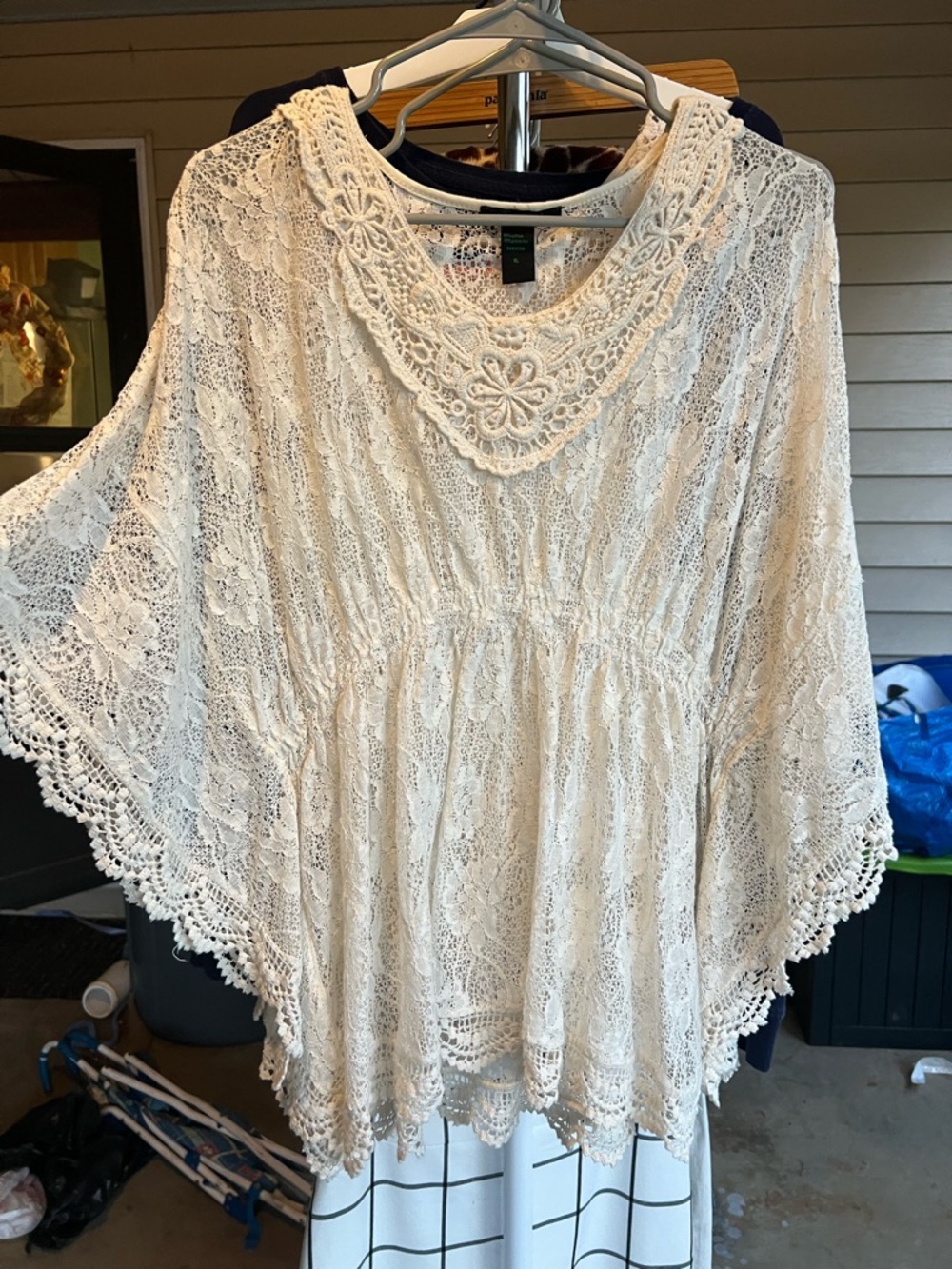 Boho Lace Crochet Tunic Top - Cream